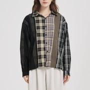 plaid patchwork button-up shirt - MRSLM
