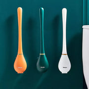 long-handled silicone toilet brush with holder - MRSLM