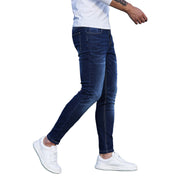 men's blue skinny denim pants, view 3 - MRSLM