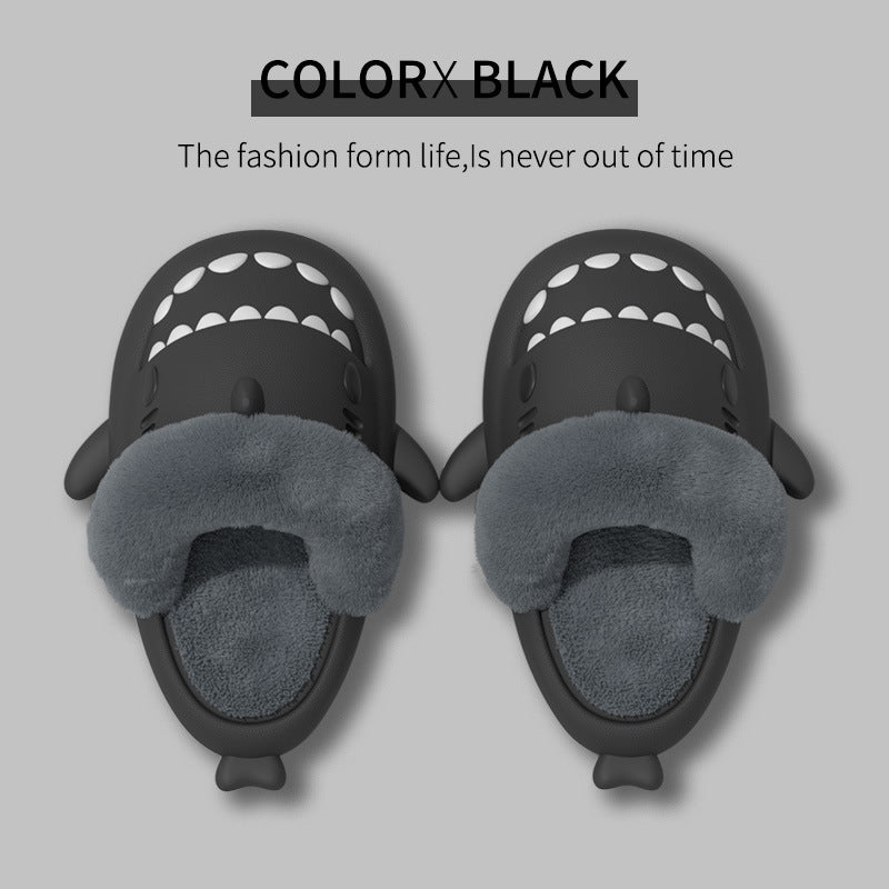 Fuzzy shark slippers with removable lining, view 11 - MRSLM