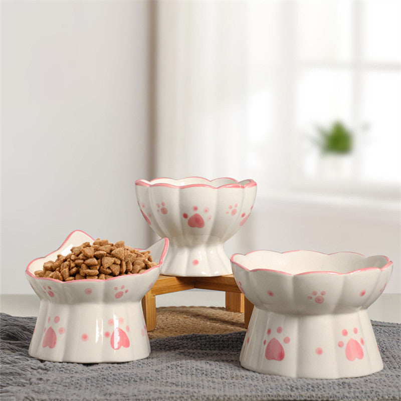 elevated ceramic pet food bowl, view 3 - MRSLM