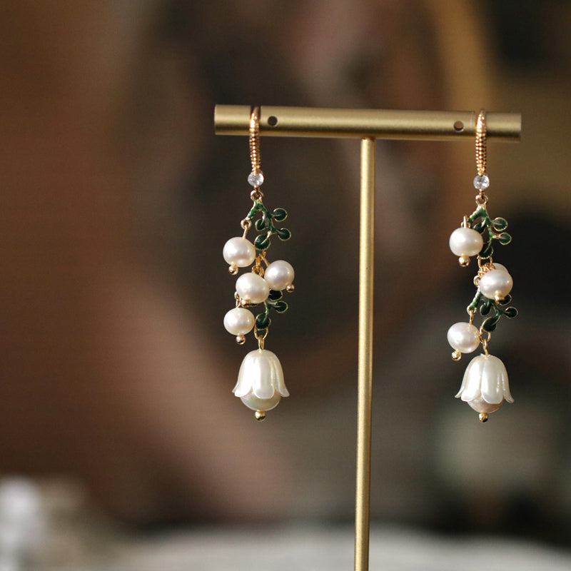 French Vintage Bell Orchid Earrings
