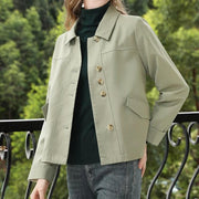 women's gray green turn-down collar jacket - MRSLM