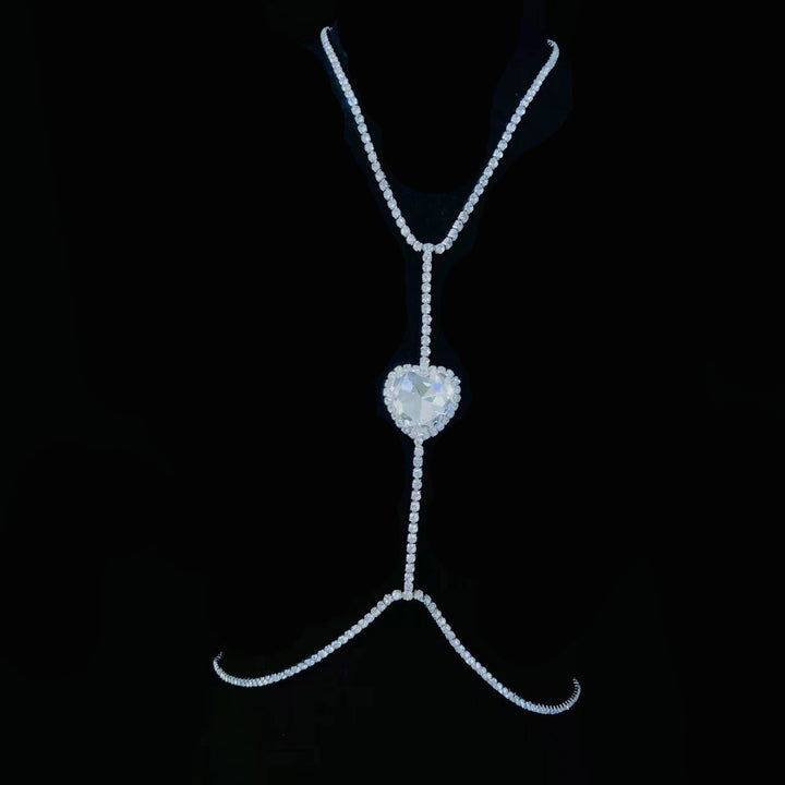 Fashion Shiny Rhinestone Chest Suspender Necklace Women