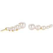 single row pearl stud earrings, view 3 - MRSLM