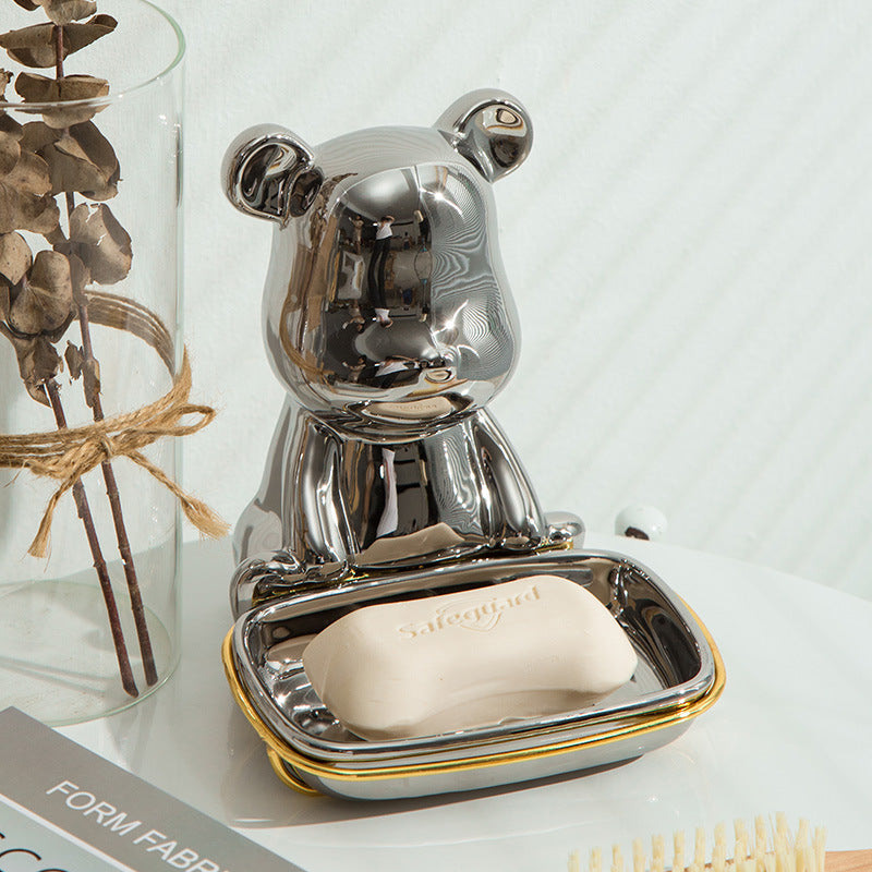 ceramic bear soap dish, view 3 - MRSLM