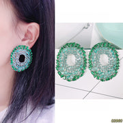 micro inlaid green zircon ring earrings, view 2 - MRSLM