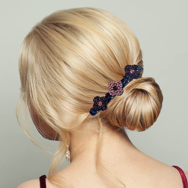 floral crystal braided hair clips, view 7 - MRSLM
