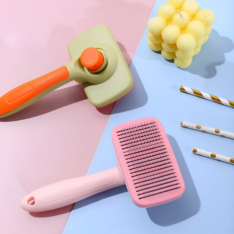 pet grooming brush with steel comb, view 10 - MRSLM