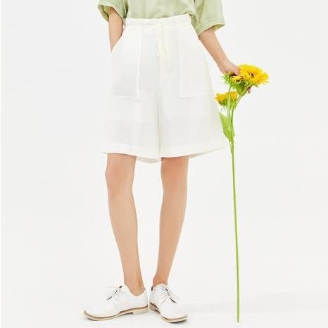 women's linen lace-up shorts, view 5 - MRSLM