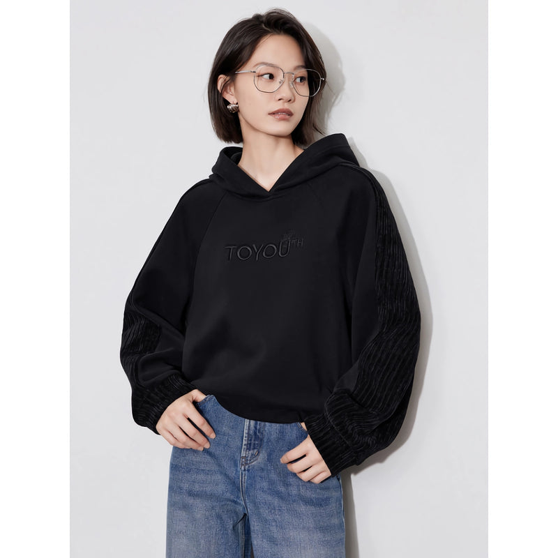 women's fleece embroidered hooded pullover, view 3 - MRSLM