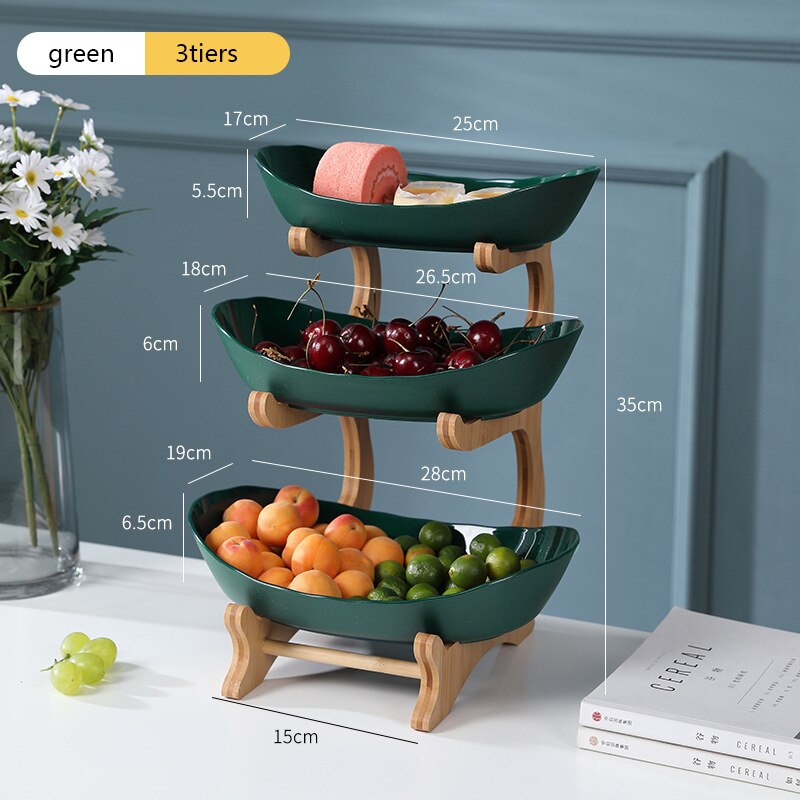 partitioned oval tiered serving plates, view 3 - MRSLM