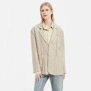 elegant khaki blazer for women, view 7 - MRSLM