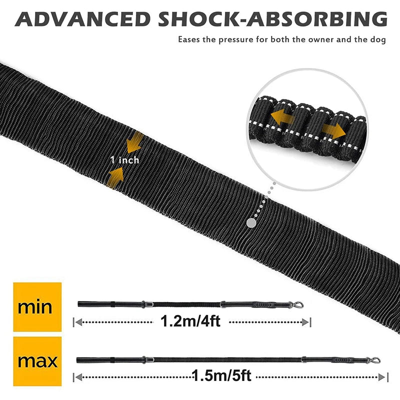 reflective bungee dog leash, view 6 - MRSLM