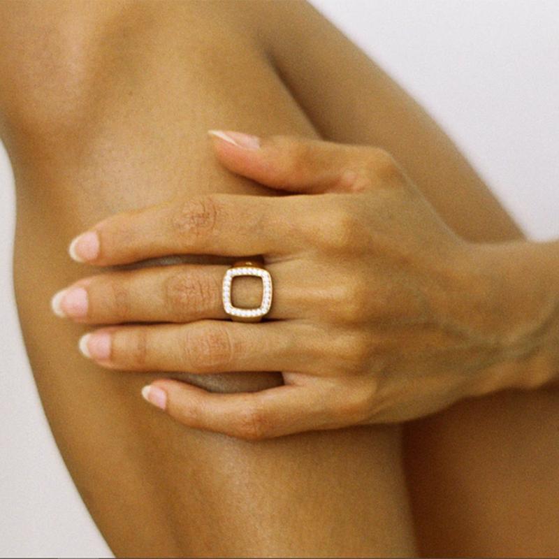 18k gold plated chunky square ring - MRSLM
