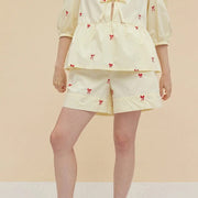 Bow embroidery shorts set - MRSLM