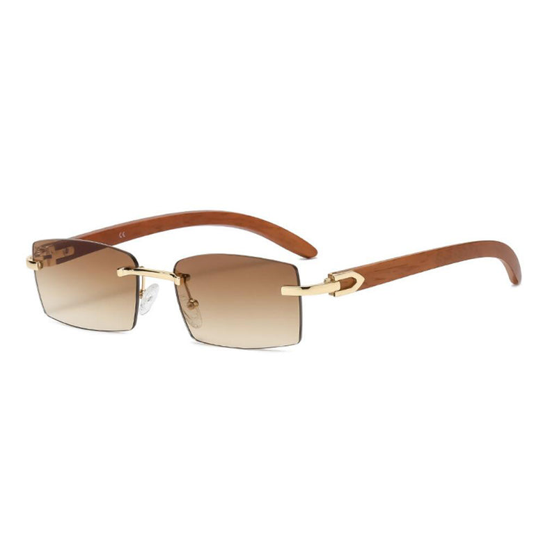 rimless wooden sunglasses, view 3 - MRSLM