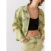 green denim bomber jacket, view 3 - MRSLM
