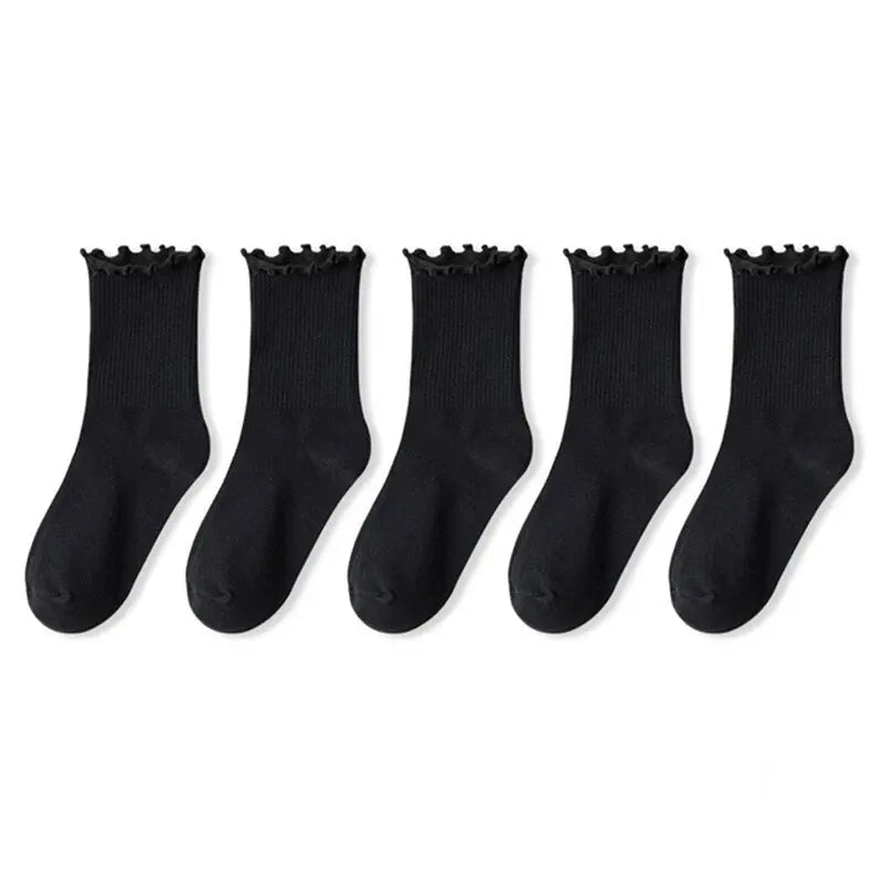 women's ruffle ankle socks 5 pairs, view 4 - MRSLM