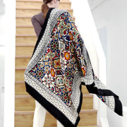 Wool pashmina poncho shawl, view 4 - MRSLM