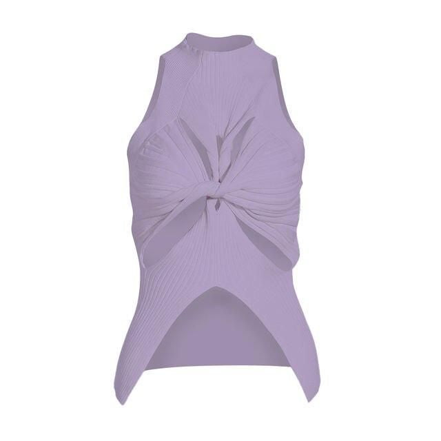 knit hollow-out sleeveless tank top, view 7 - MRSLM