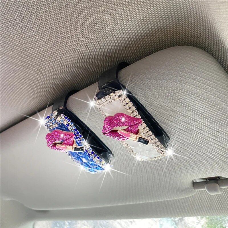 Luxe rhinestone car visor sunglasses holder, view 10 - MRSLM