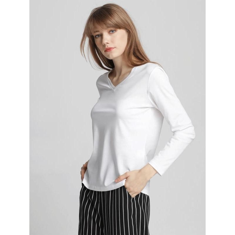 Classic long sleeve V-neck tee, view 5 - MRSLM