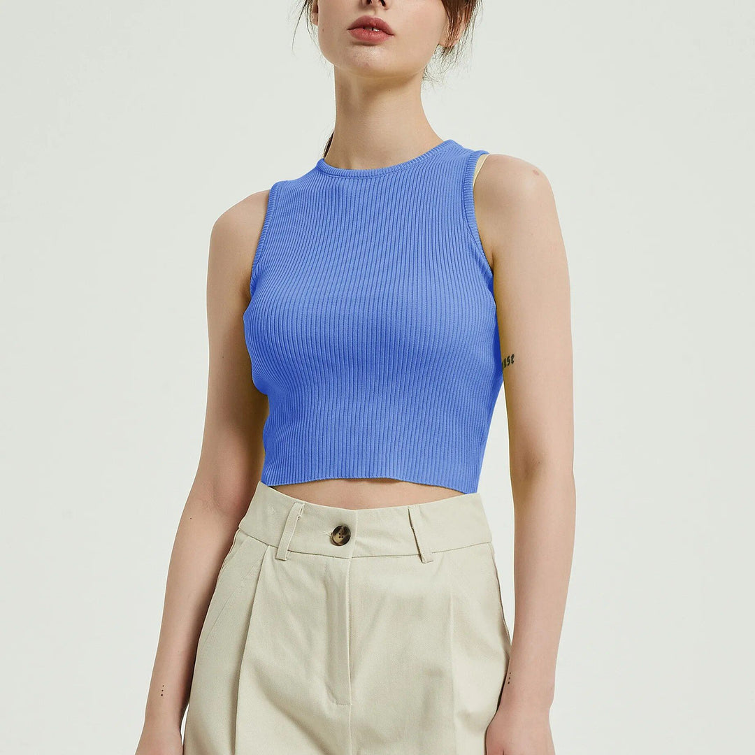 Sleeveless Knitted Crop Top