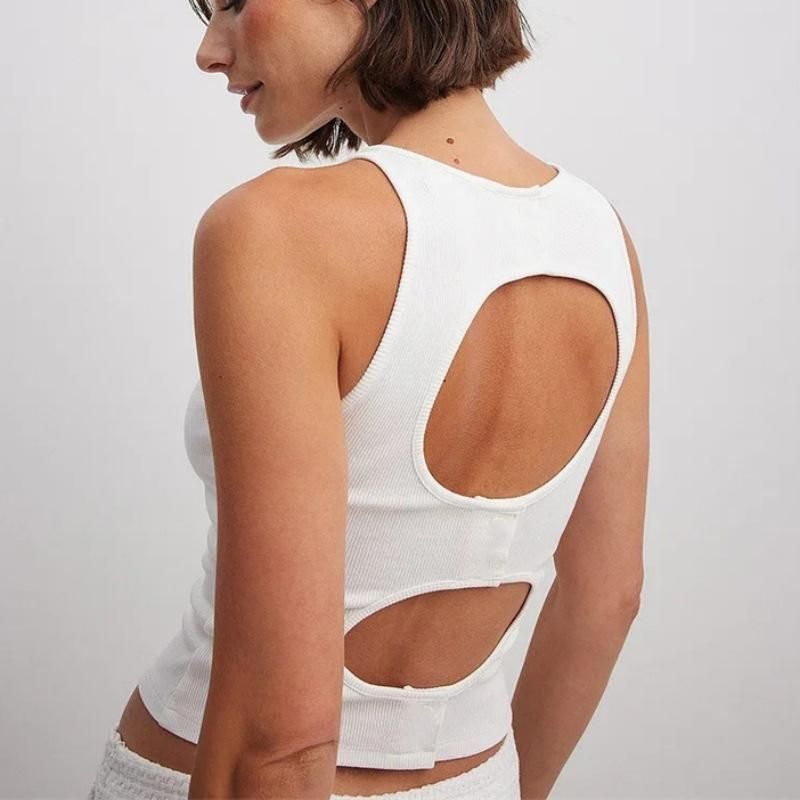 ribbed knit crop top, view 3 - MRSLM