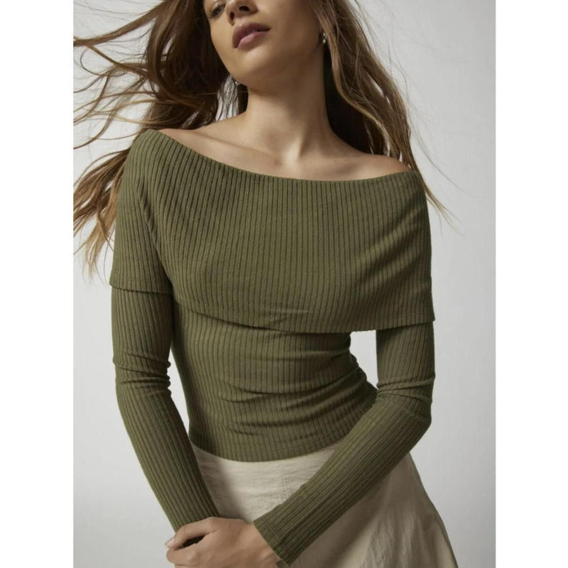 off-shoulder knit sweater, view 22 - MRSLM