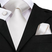 White silk necktie set, view 2 - MRSLM