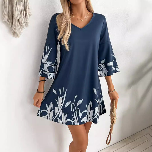 lotus sleeve floral print dress, view 4 - MRSLM