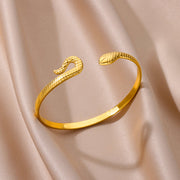 gold snake bangle bracelet, view 2 - MRSLM