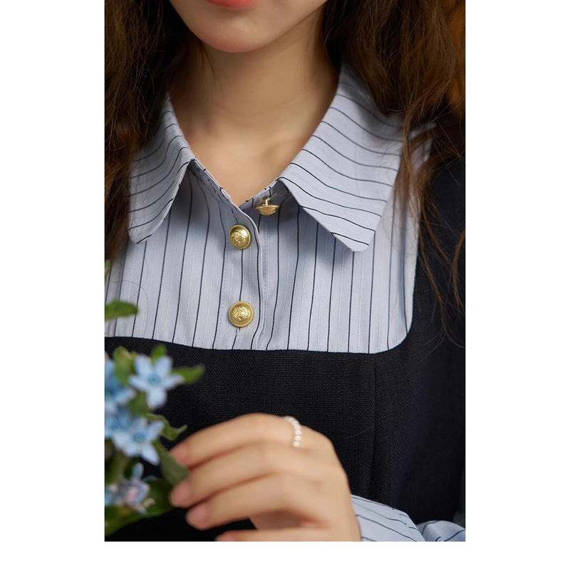 striped patchwork shirt dress, view 8 - MRSLM