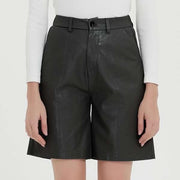 knee-length PU leather shorts, view 3 - MRSLM
