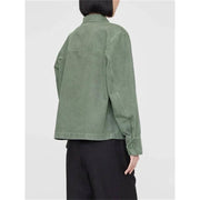 retro green cotton autumn jacket, view 3 - MRSLM