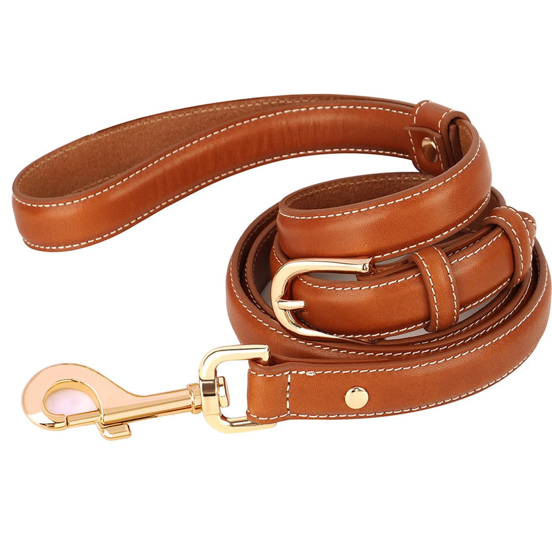 adjustable genuine leather dog leash, view 2 - MRSLM