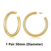 14K gold plated chunky hoop earrings, view 6 - MRSLM