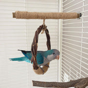 natural apple wood bird swing and stand, view 5 - MRSLM