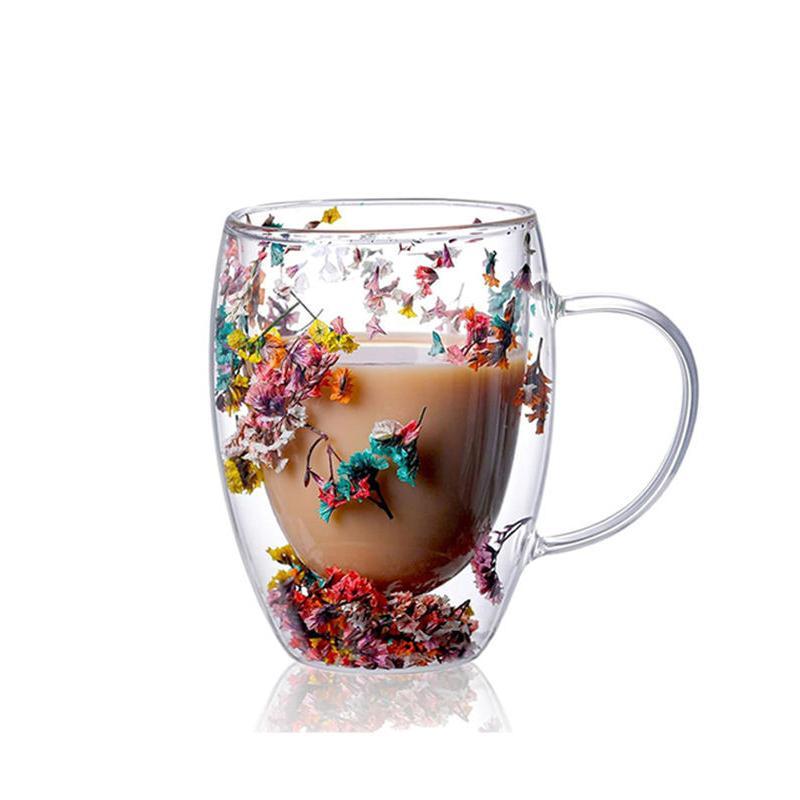 double wall glass tea mug with handle, view 4 - MRSLM