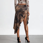 high split ruffle hem midi skirt, view 6 - MRSLM