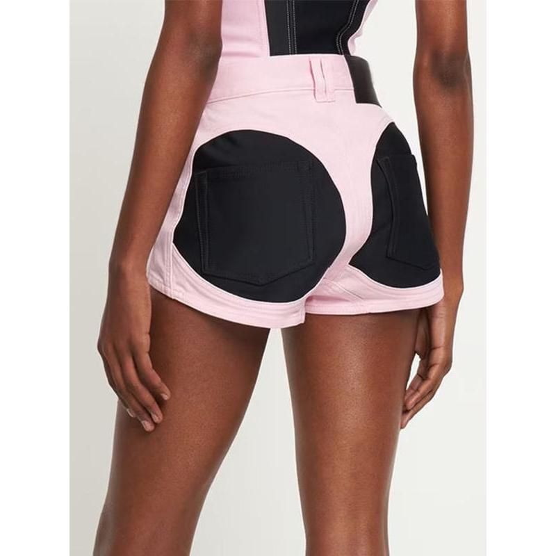 High-waist slim fit denim shorts, view 5 - MRSLM