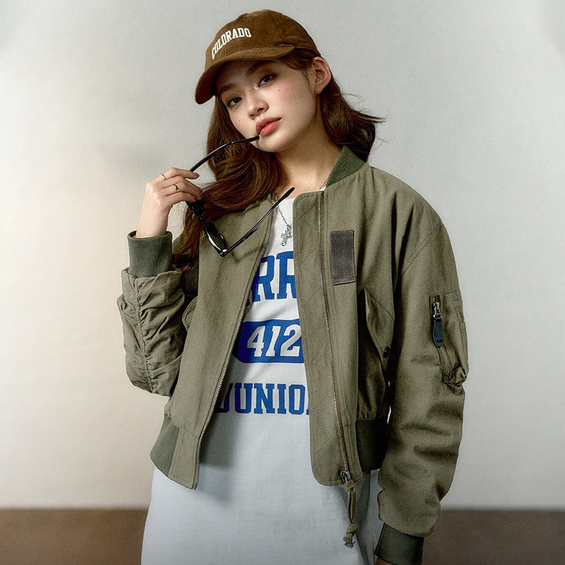 women's retro varsity bomber jacket - MRSLM