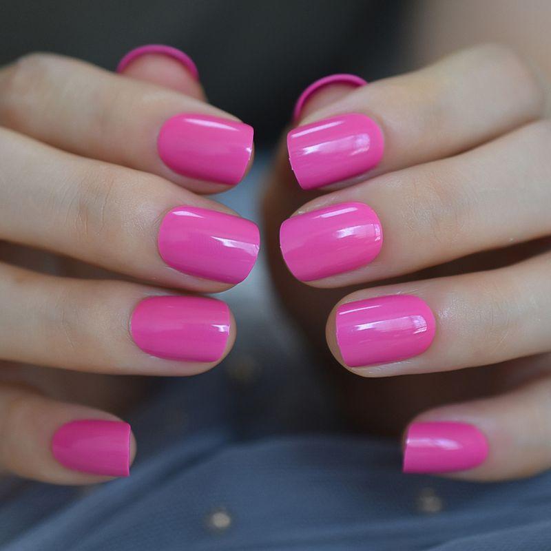 short neon violet press-on fake nails - MRSLM