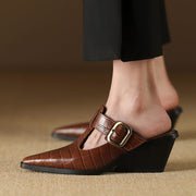 leather wedge mules, view 7 - MRSLM