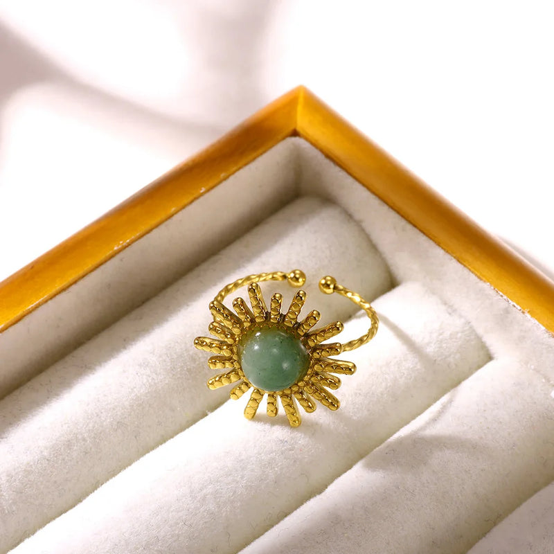 adjustable gold sun opal ring, view 8 - MRSLM