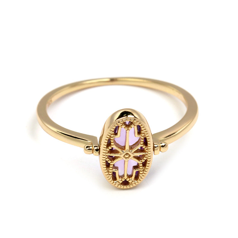 ancient amethyst hollow pattern reversible ring, view 2 - MRSLM