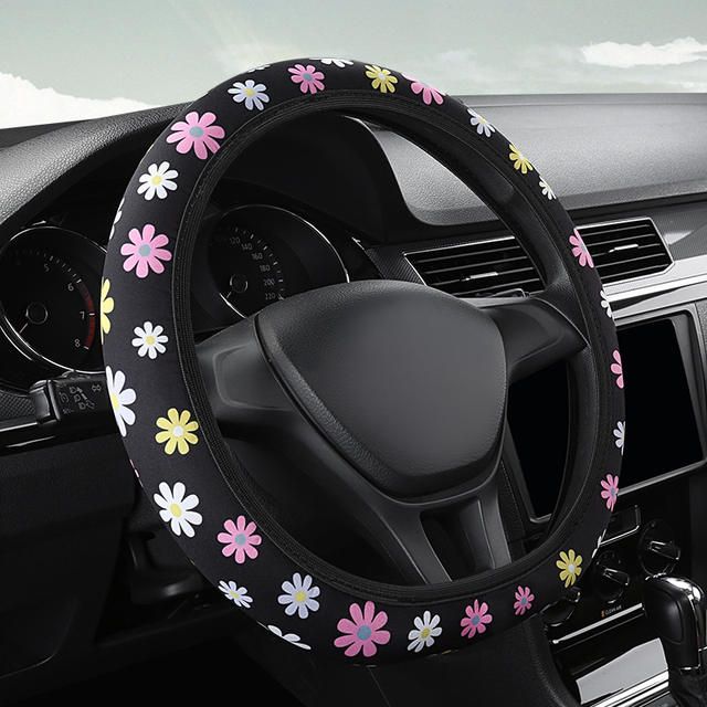 Floral Print 38CM Anti-Slip Steering Wheel Cover