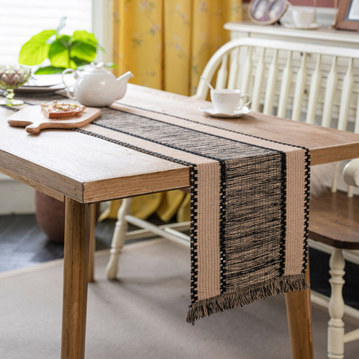 woven cotton-linen table runner, view 2 - MRSLM