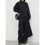 pleated sweatshirt wide leg pants set, view 5 - MRSLM
